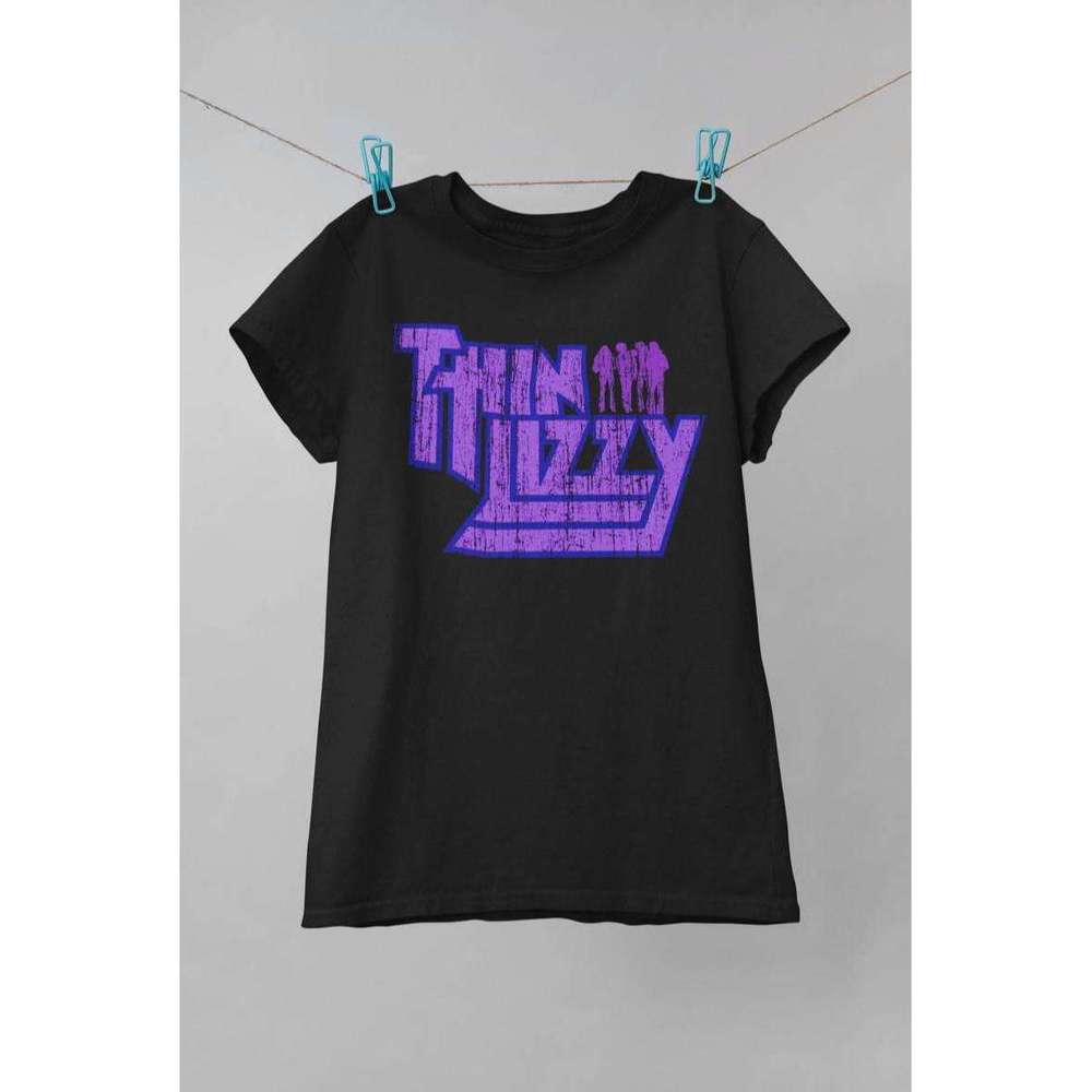 Gildan Black Thin Lizzy Graphic Tee with Purple Logo